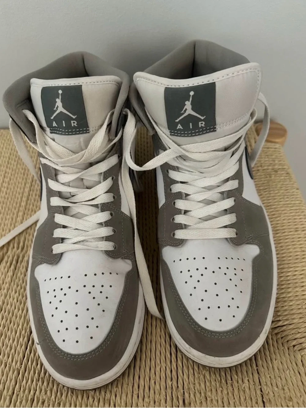 Jordan Mid-Top Sneakers in White and Gray